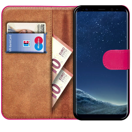 Samsung Galaxy S8 Plus Klapphülle in Pink mit Kartenfächern und Schutz