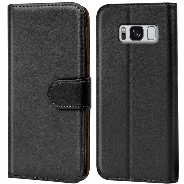 Samsung Galaxy S8 Plus Klapphülle in Schwarz mit Kartenfächern und Schutz
