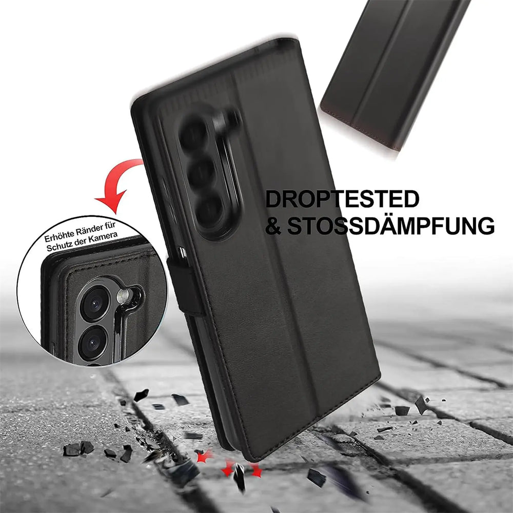 Samsung Galaxy Z FOLD 5 Klapphülle in Schwarz mit Kartenfächern und Schutz