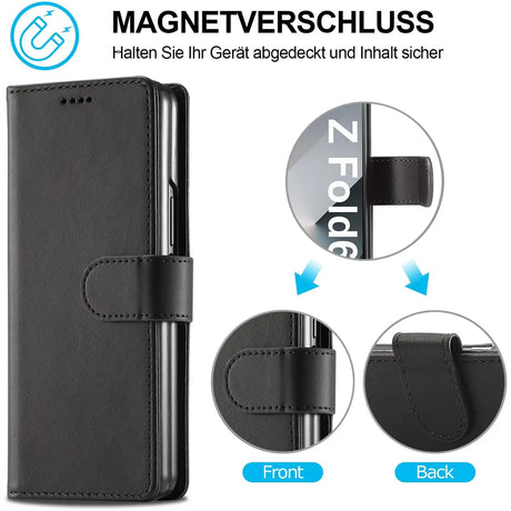 Samsung Galaxy Z FOLD  6 Klapphülle in Schwarz mit Kartenfächern und Schutz