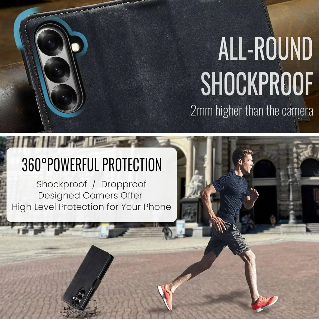 Samsung Galaxy Z Fold 7 Klapphülle in Schwarz mit Kartenfächern und Schutz