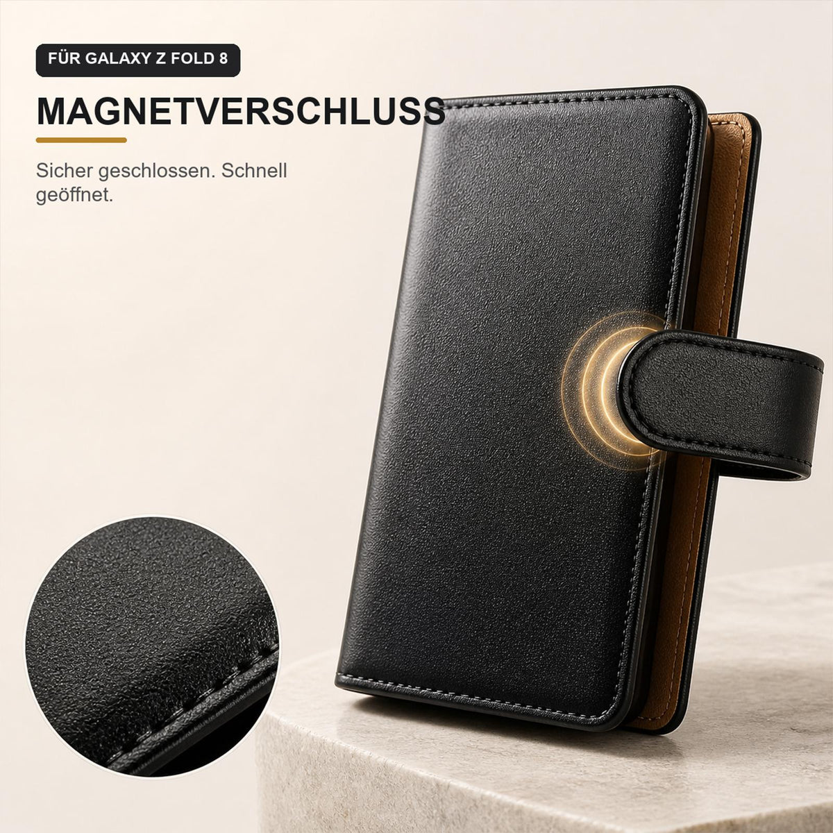 Samsung Galaxy Z Fold 8 - Klapphülle mit Kartenfächern Schwarz
