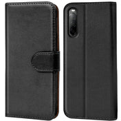 Sony Xperia 10 III Klapphülle in Schwarz mit Kartenfächern und Schutz