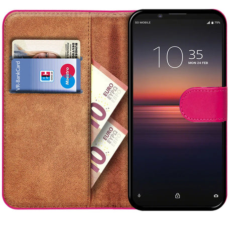 Sony Xperia 1 II Klapphülle in Pink mit Kartenfächern und Schutz