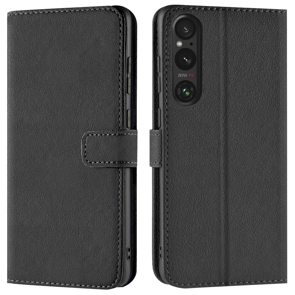 Sony Xperia 1 VI Klapphülle in Schwarz mit Kartenfächern und Schutz