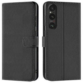 Sony Xperia 1 VI Klapphülle in Schwarz mit Kartenfächern und Schutz