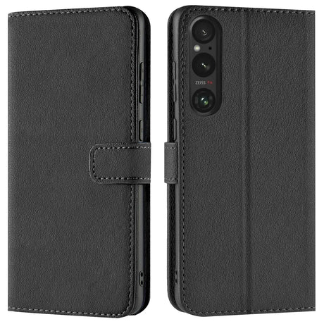 Sony Xperia 1 VI Klapphülle in Schwarz mit Kartenfächern und Schutz