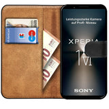 Sony Xperia 1 VI Klapphülle in Schwarz mit Kartenfächern und Schutz