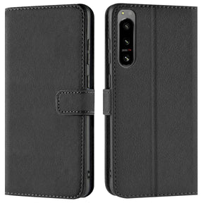 Sony Xperia 5 IV Klapphülle in Schwarz mit Kartenfächern und Schutz