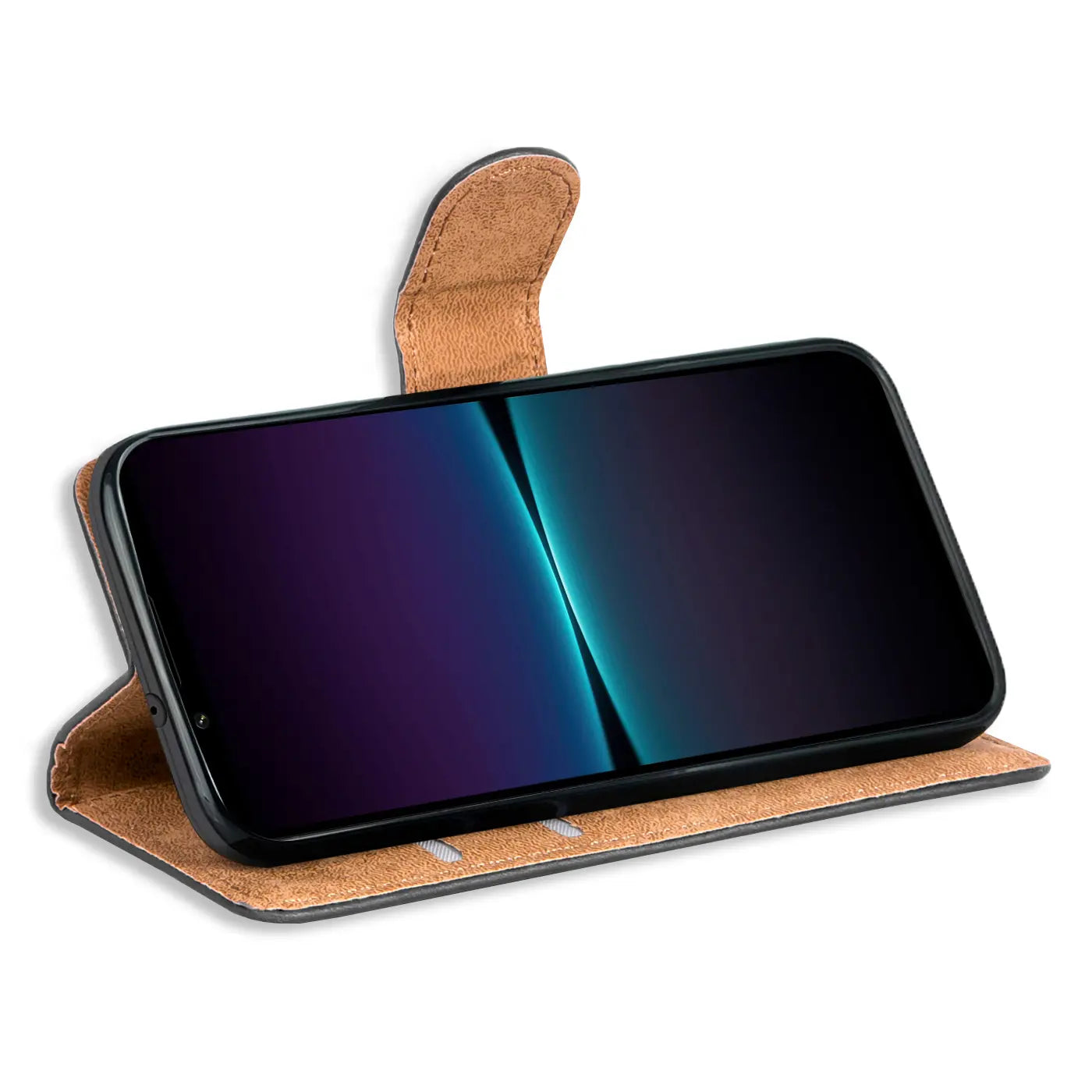 Braune Leder-Klapphülle mit Kartenfächern, Sony Xperia PRO-I, von vorne