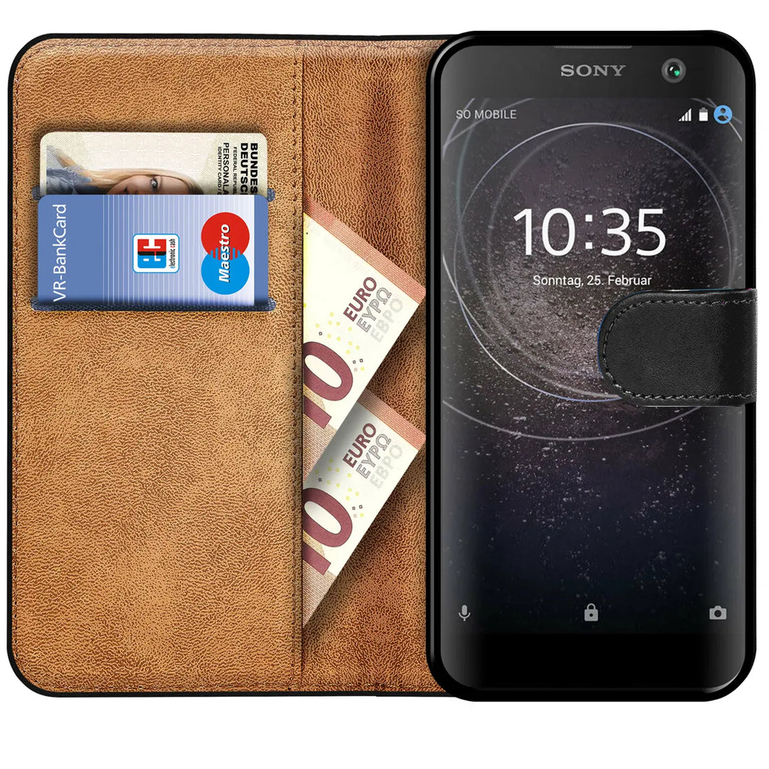 Fächer für Karten und Bargeld