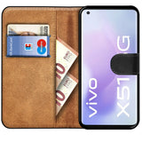 Vivo X51 5G Klapphülle in Schwarz mit Kartenfächern und Schutz