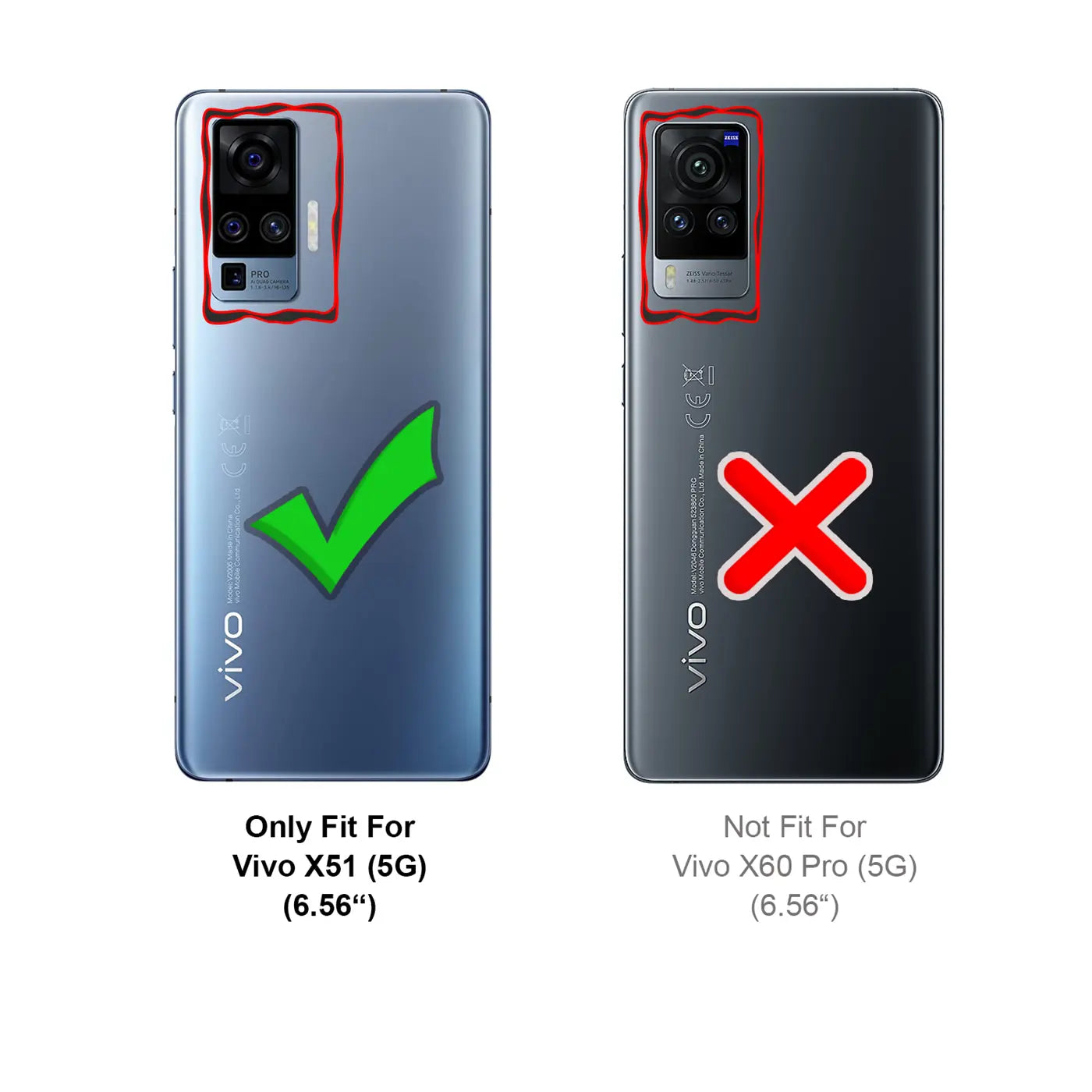 Rückseite Vivo X51 5G (links, blau) und X60 Pro 5G (rechts, schwarz).