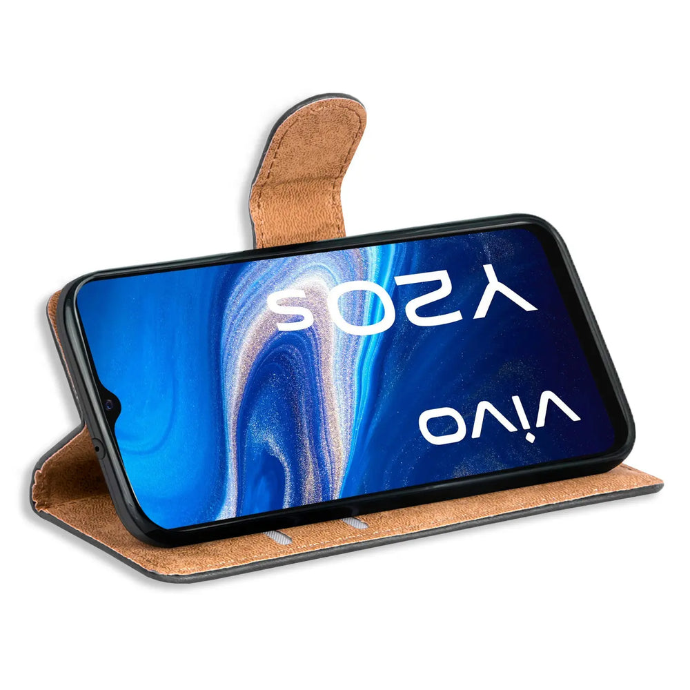 Vivo Y20s Klapphülle in Schwarz mit Kartenfächern und Schutz