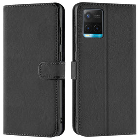 Vivo Y21 / Y21s / Y33s Klapphülle in Schwarz mit Kartenfächern und Schutz