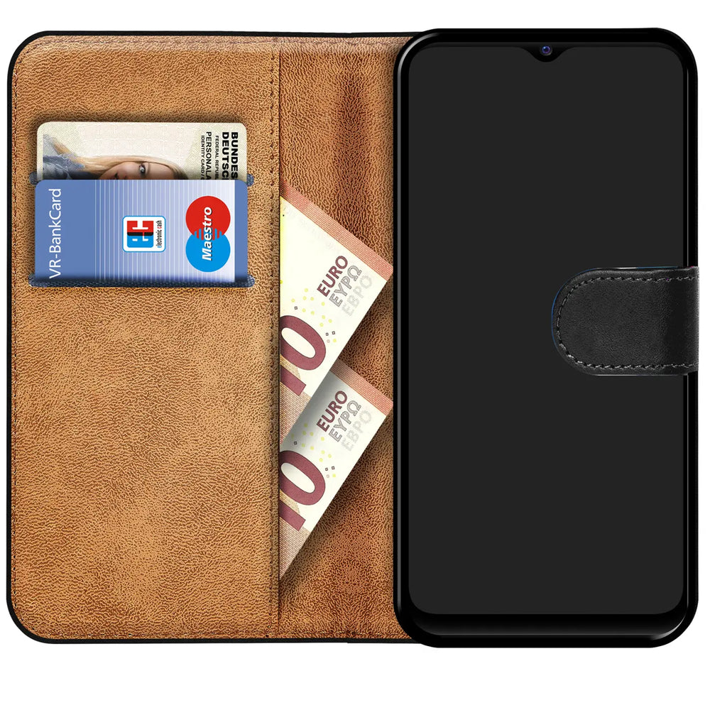 Vivo Y21 / Y21s / Y33s Klapphülle in Schwarz mit Kartenfächern und Schutz