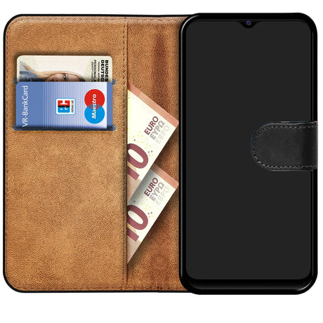 Vivo Y21 / Y21s / Y33s Klapphülle in Schwarz mit Kartenfächern und Schutz