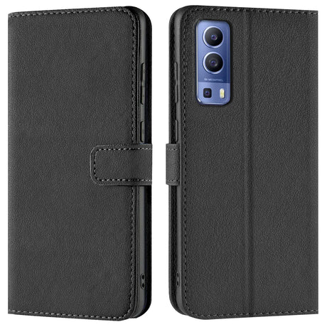 Vivo Y72 5G Klapphülle in Schwarz mit Kartenfächern und Schutz