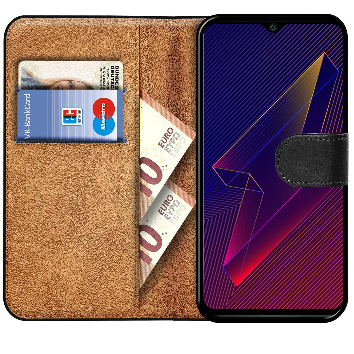 iPhone 11 Pro Max Klapphülle in Schwarz mit Kartenfächern und Schutz
