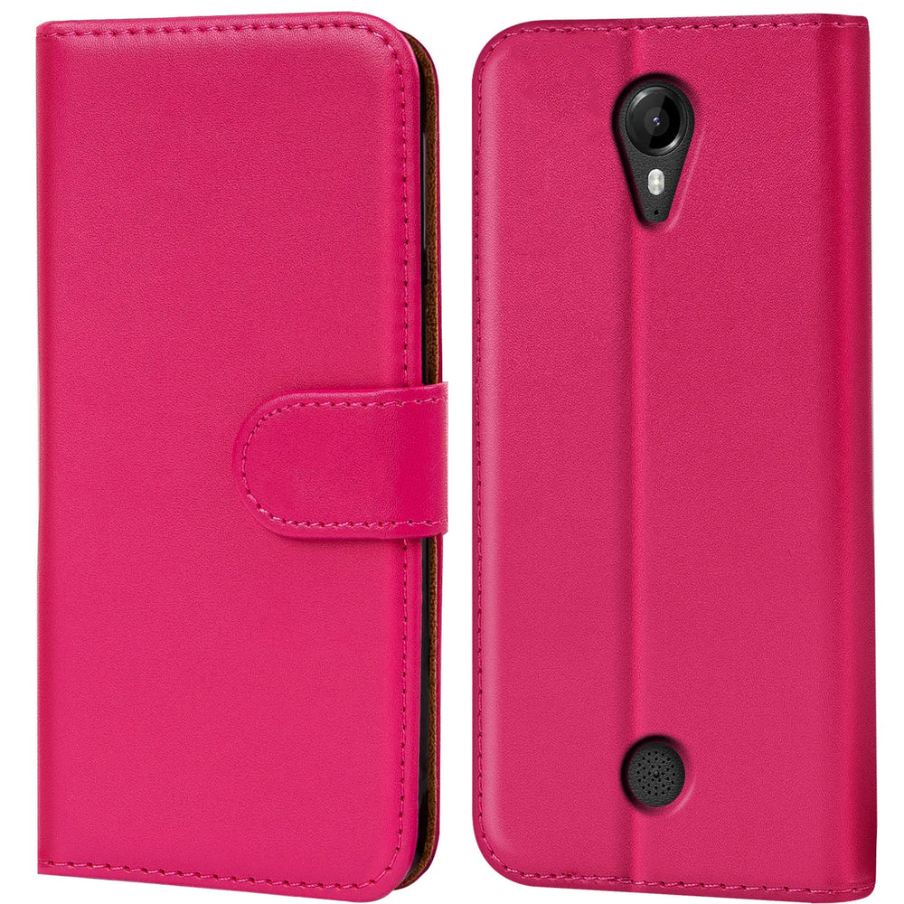 Wiko Tommy Klapphülle in Pink mit Kartenfächern und Schutz