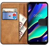 Wiko View 3 LIte Klapphülle in Schwarz mit Kartenfächern und Schutz