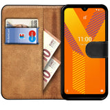Wiko Y62 Klapphülle in Schwarz mit Kartenfächern und Schutz