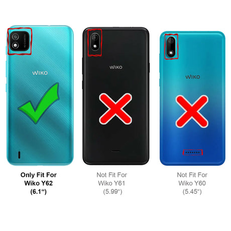 Wiko Y62 Klapphülle in Schwarz mit Kartenfächern und Schutz