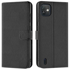 Wiko Y82 Klapphülle in Schwarz mit Kartenfächern und Schutz