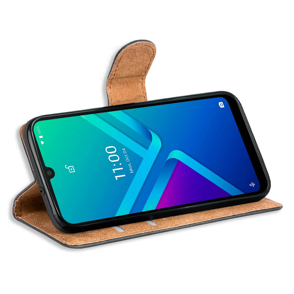 Wiko Y82 Klapphülle in Schwarz mit Kartenfächern und Schutz