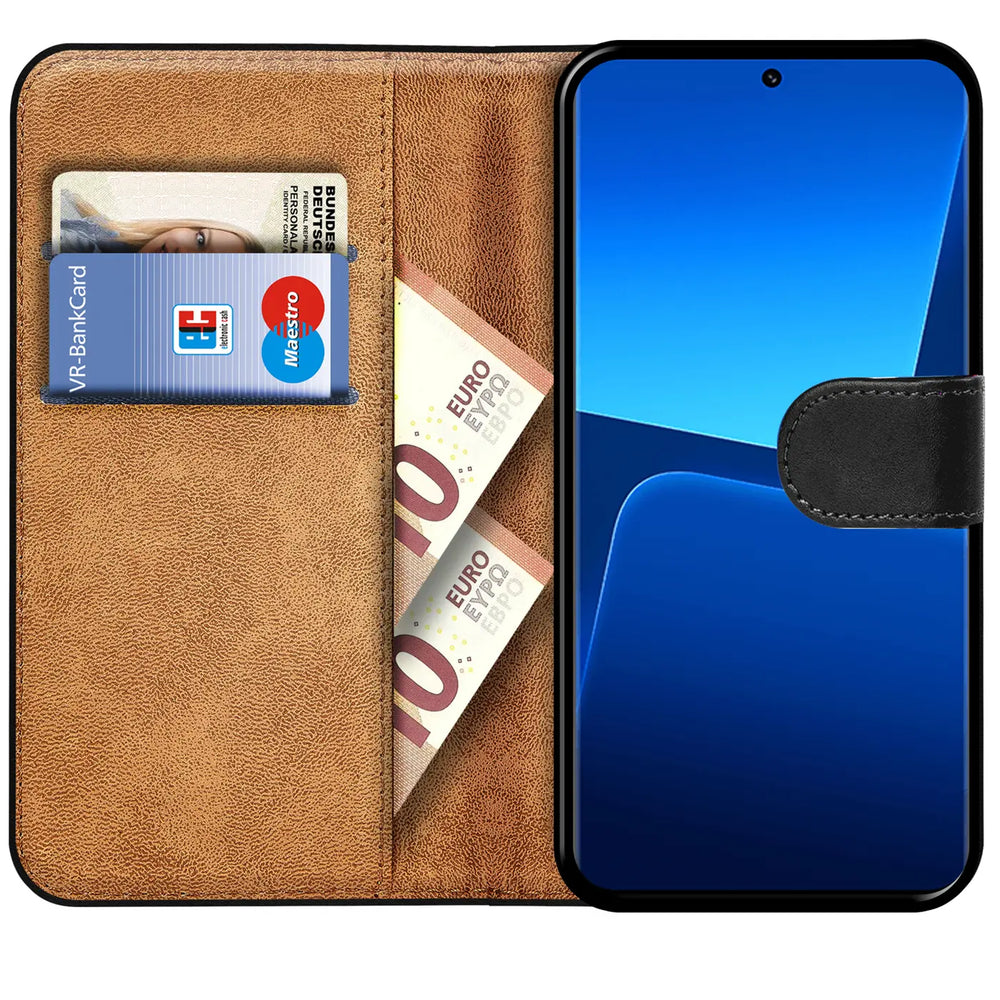 Xiaomi 13 Pro Klapphülle in Schwarz mit Kartenfächern und Schutz