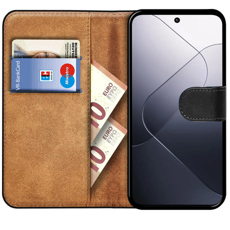 Xiaomi 14 Klapphülle in Schwarz mit Kartenfächern und Schutz