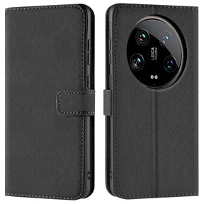 Xiaomi 14 Ultra Klapphülle in Schwarz mit Kartenfächern und Schutz