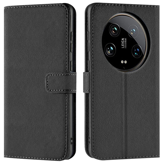 Xiaomi 14 Ultra Klapphülle in Schwarz mit Kartenfächern und Schutz