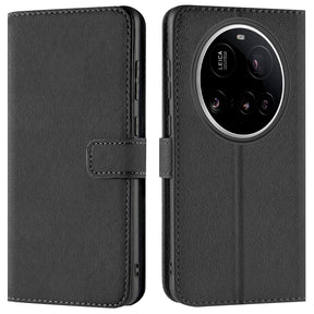 Xiaomi 15 Ultra Klapphülle in Schwarz mit Kartenfächern und Schutz