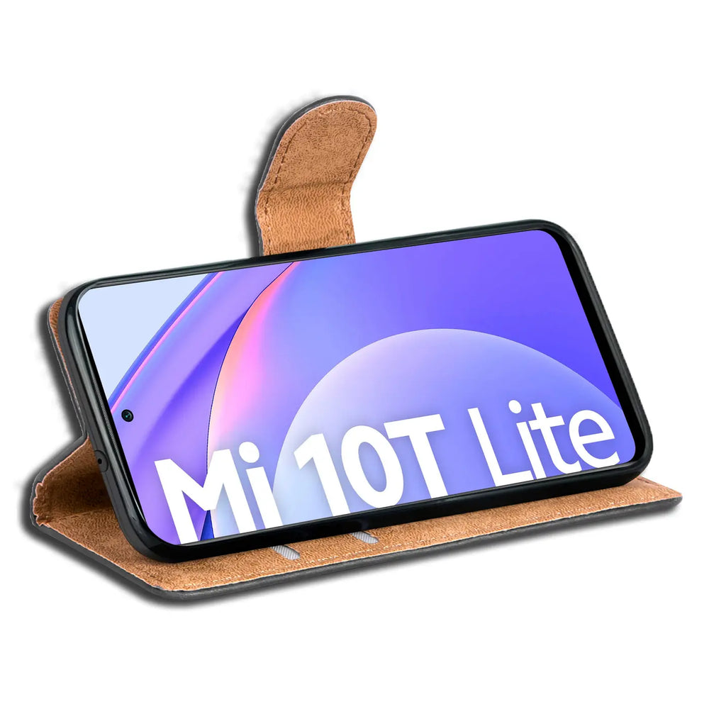 Xiaomi Mi 10T Lite Klapphülle in Schwarz mit Kartenfächern und Schutz