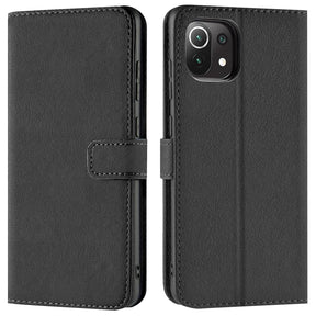 Xiaomi Mi 11 Lite 4G/5G Klapphülle in Schwarz mit Kartenfächern und Schutz