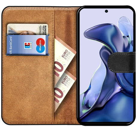 Xiaomi Mi 11 T / Mi 11T Pro Klapphülle in Schwarz mit Kartenfächern und Schutz