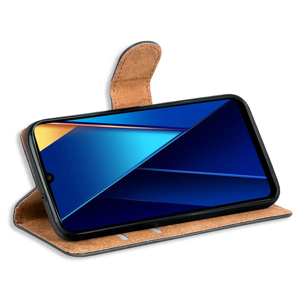 Xiaomi Poco C65 Klapphülle in Schwarz mit Kartenfächern und Schutz