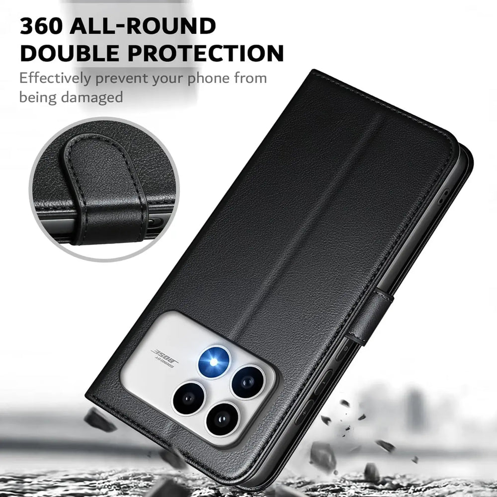 Xiaomi Poco F8 Pro Klapphülle in Schwarz mit Kartenfächern und Schutz