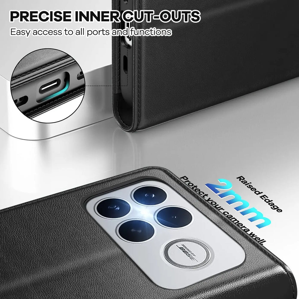 Xiaomi Poco F8 Ultra Klapphülle in Schwarz mit Kartenfächern und Schutz