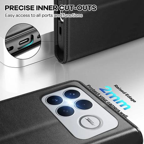 Xiaomi Poco F8 Ultra Klapphülle in Schwarz mit Kartenfächern und Schutz