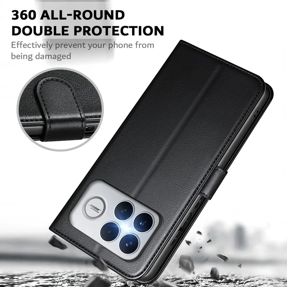 Xiaomi Poco F8 Ultra Klapphülle in Schwarz mit Kartenfächern und Schutz