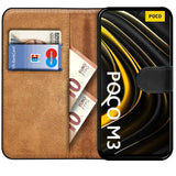 Xiaomi Poco M3 Klapphülle in Schwarz mit Kartenfächern und Schutz