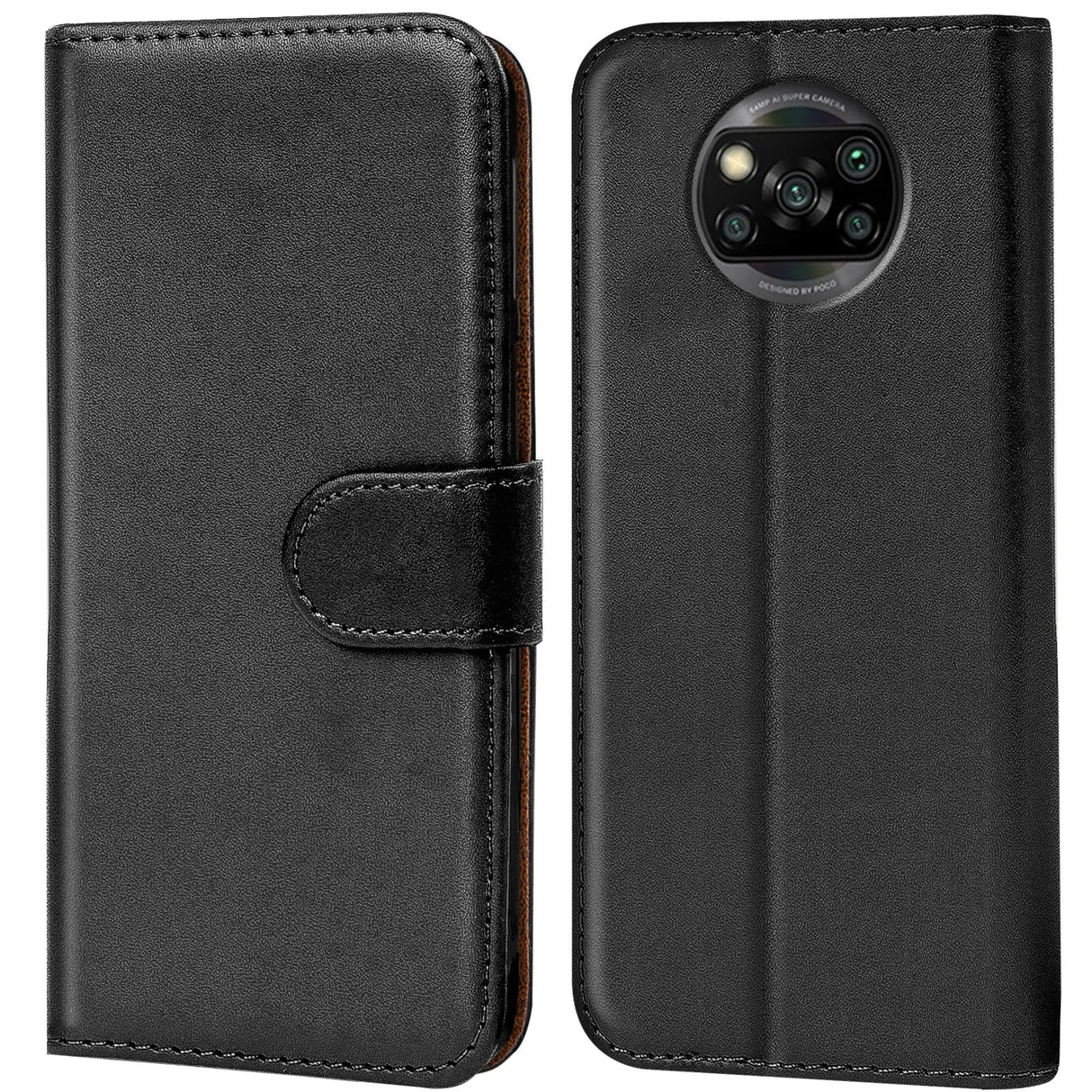 Xiaomi Poco X3 Klapphülle in Schwarz mit Kartenfächern und Schutz