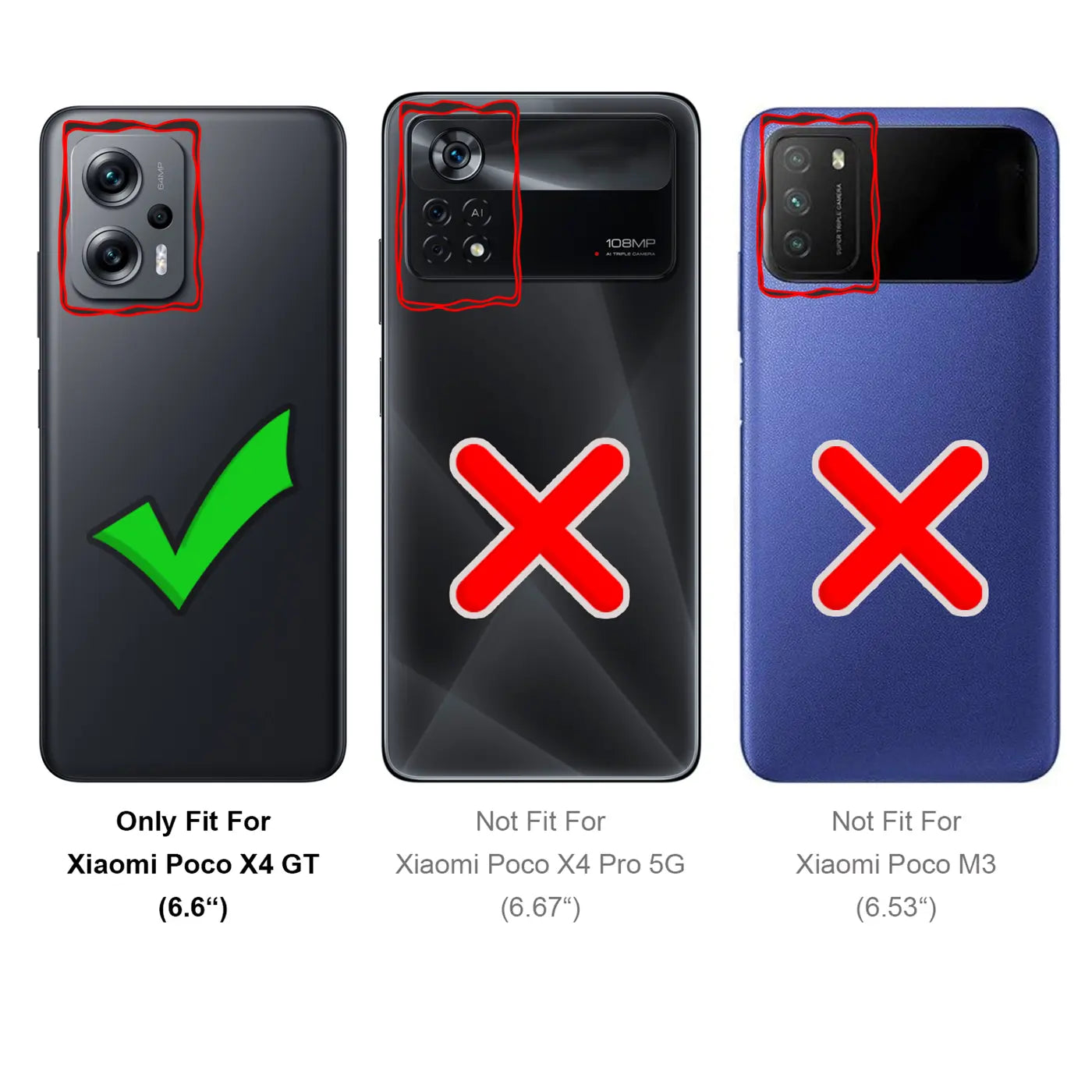 Rückseite Xiaomi Poco X4 GT, schwarz, mit grüner Häkchen-Grafik.
