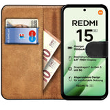 Xiaomi Redmi 15 4G/5G Klapphülle in Schwarz mit Kartenfächern und Schutz
