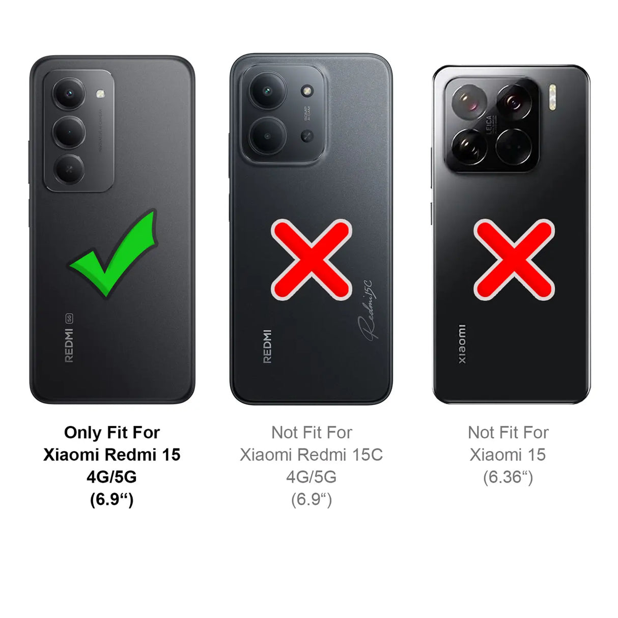 Xiaomi Redmi 15 4G/5G Klapphülle in Schwarz mit Kartenfächern und Schutz