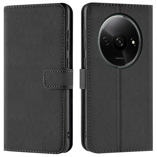 Xiaomi Redmi A3 Klapphülle in Schwarz mit Kartenfächern und Schutz