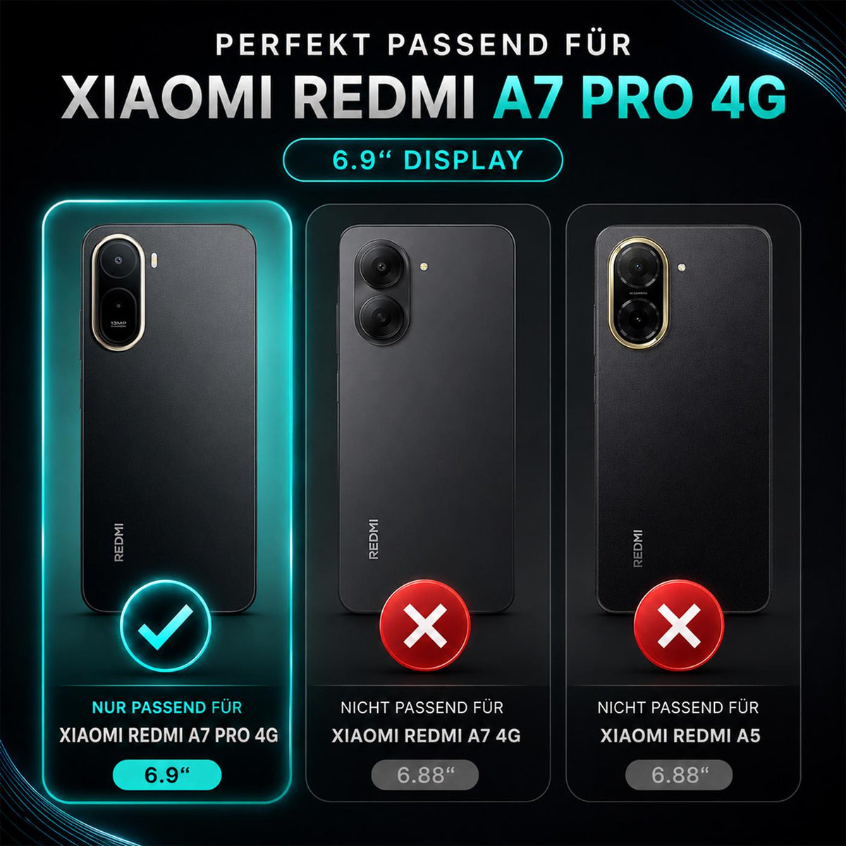 Xiaomi Redmi A7 Pro - Klapphülle mit Kartenfächern Schwarz