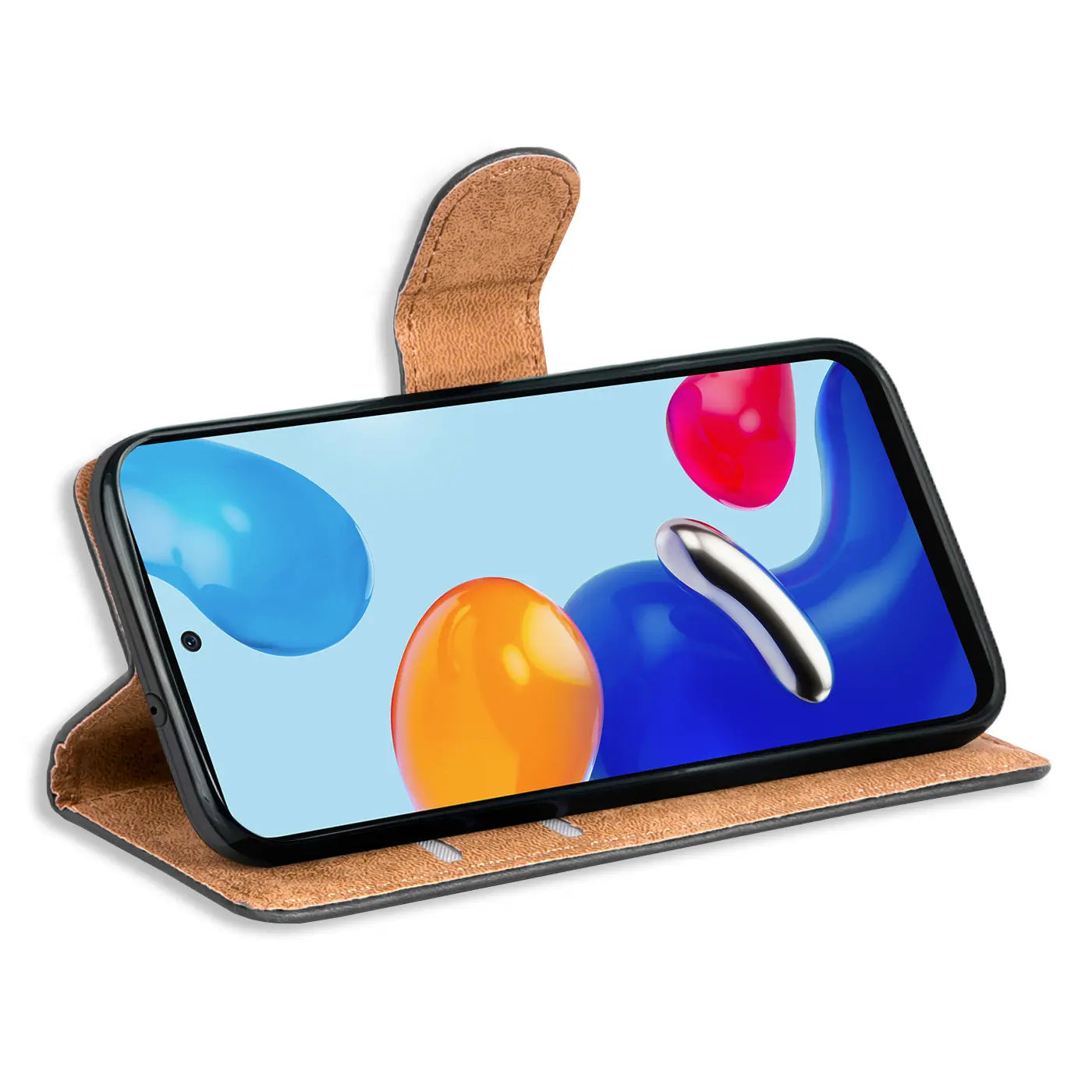 Braune Kunstleder-Klapphülle mit Kartenfächern für Xiaomi Redmi Note 11 Pro+ 5G.